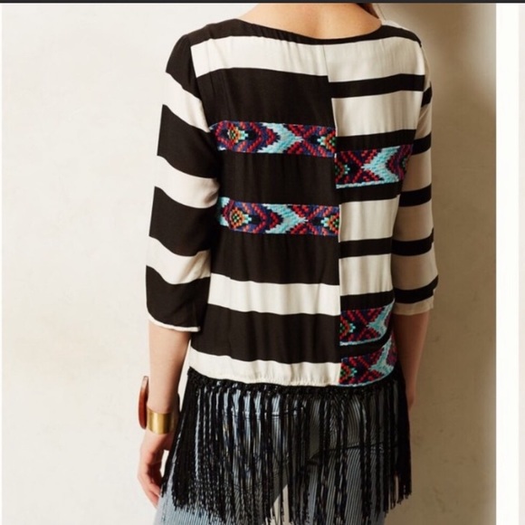 Anthropologie Embroidered Fringe Top - Picture 4 of 5